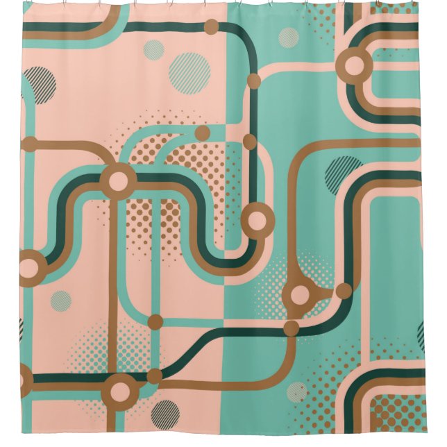 Two seamless patterns in different colours. Abstra Shower Curtain (Front)