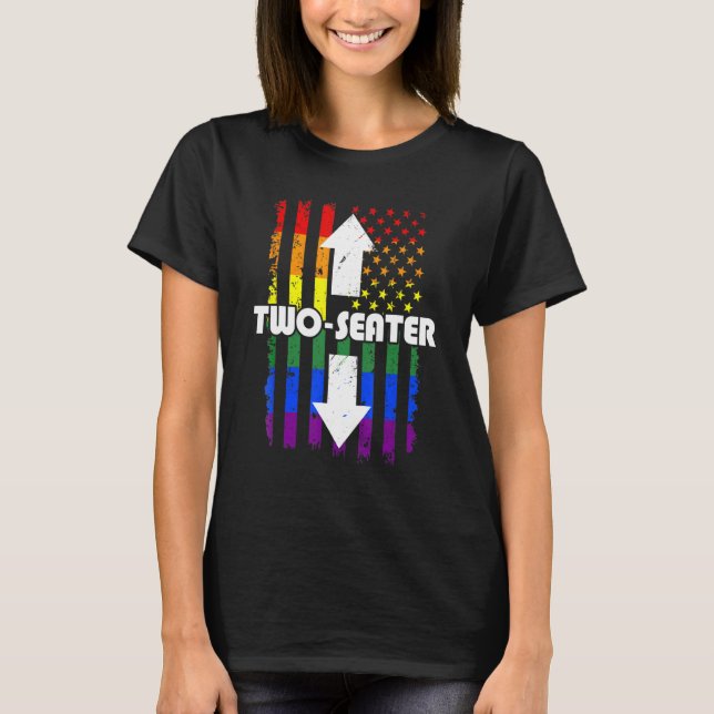 Two Seater Rainbow Lgbtq Two Seater 2 Seater Usa F T-Shirt (Front)