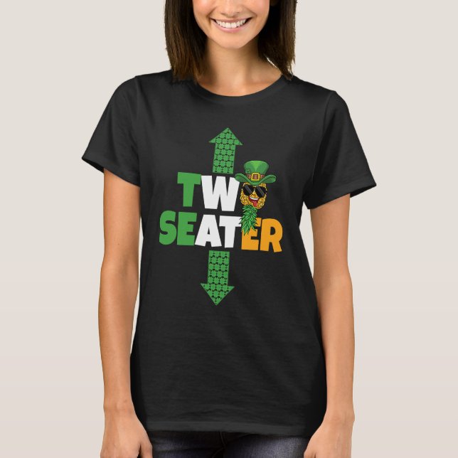 Two Seater St Patricks Day Upside Down Pineapple S T-Shirt (Front)