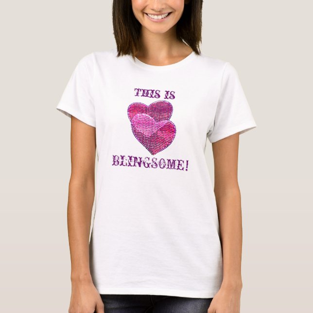 Two sequined herats blingsome t-shirt (Front)