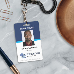 Two Shades Blue Add Your Logo & Photo ID Badge