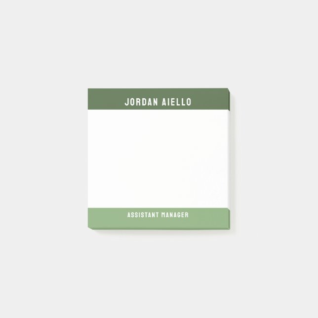 Two Shades of Green Name & Title Post-it Notes (Front)