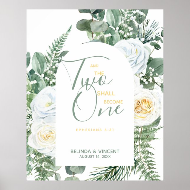 Two Shall Become One Bible Verse Wedding Poster (Front)