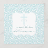 Two Shall Become One Christian Wedding Aqua Blue