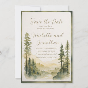 Two Shall Become One Pine Trees Christian Wedding  Save The Date