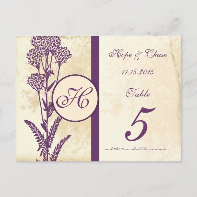 Two Shall Become One Vintage Purple Flower Postcard (Front)