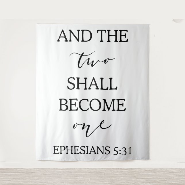 “Two Shall Become One” Wedding Backdrop Ceremony Tapestry (Front)