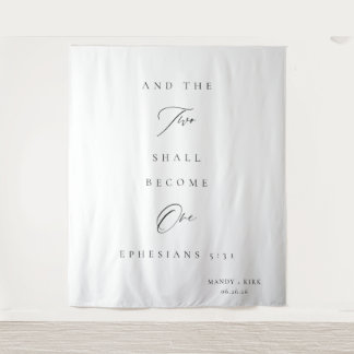 “Two Shall Become One” Wedding banner Tapestry