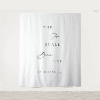 Two Shall Become One Wedding Tapestry Banner