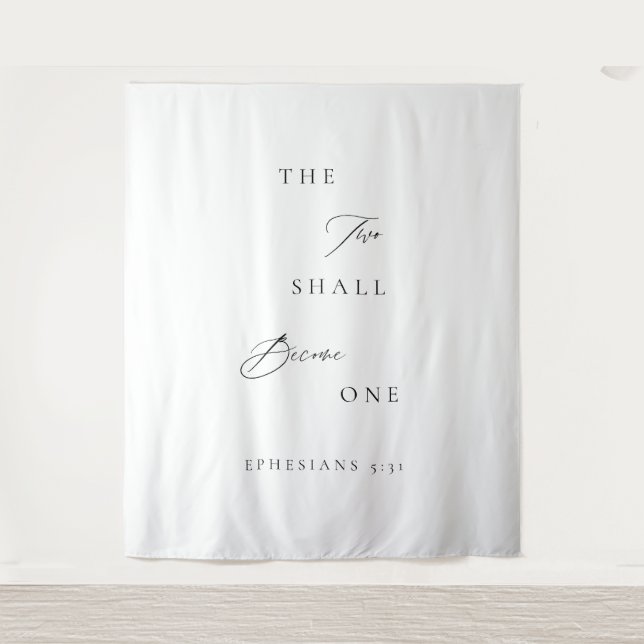 Two Shall Become One Wedding Tapestry Banner (Front)