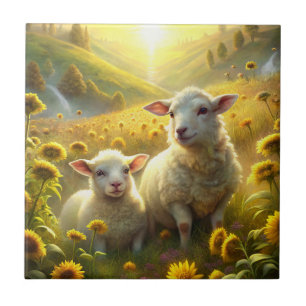 Two Sheep Ceramic Tile