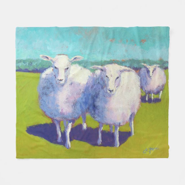 Two Sheep In Field Fleece Blanket (Front (Horizontal))