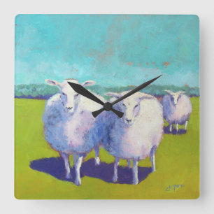 Two Sheep In Field Square Wall Clock