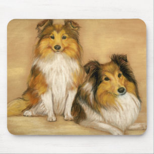 "Two Shetland Sheepdogs" Dog Art Mousepad