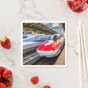 Two Shinkansen at the Tokyo Station Napkin