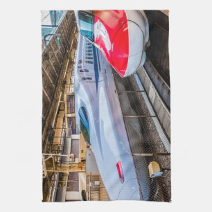 Two Shinkansen at the Tokyo Station Tea Towel