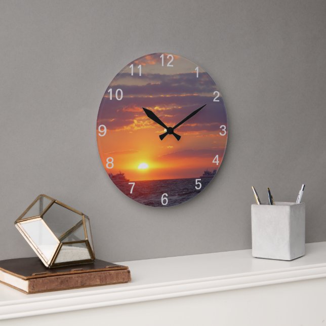 Two Ships Passing at Sundown Numbered Wall Clock (Office)