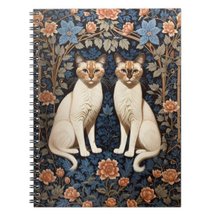 Two Siamese Cats William Morris Inspired  Notebook