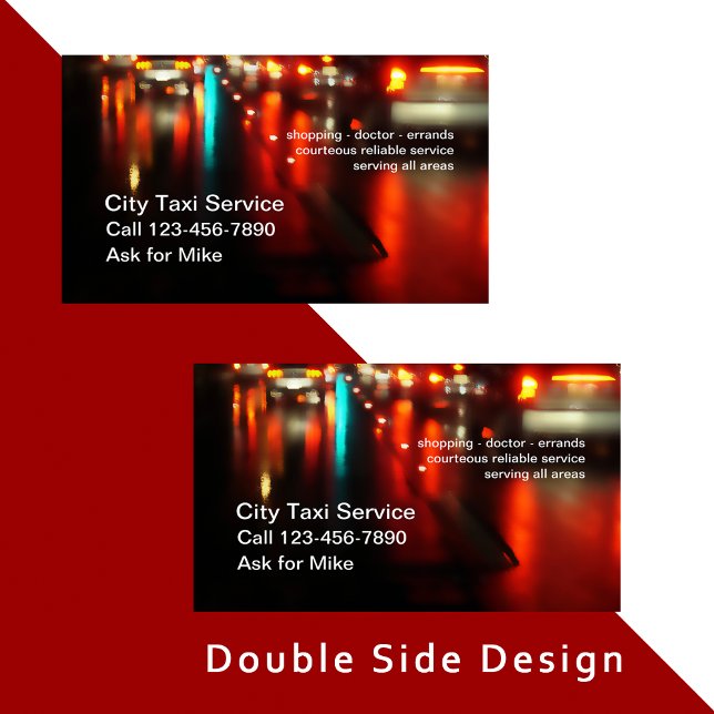 Two Side Taxi Service Business Card (Creator Uploaded)