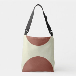 Two sided abstract art print brown on green crossbody bag