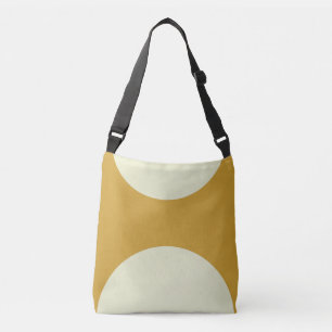 Two sided abstract art print green on yellow crossbody bag
