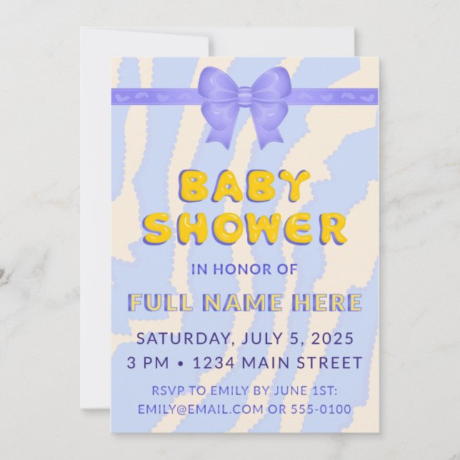 Two-sided baby shower invitation template (Front)