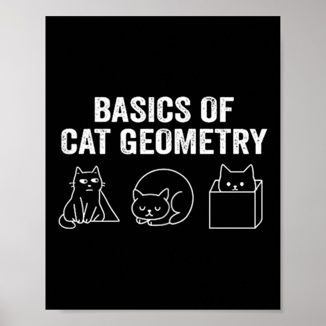 Two Sided Basics Of Cat Geometry Funny Math Teache Poster (Front)