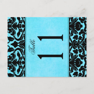Two Sided Blue and Black Damask Table Number Postcard