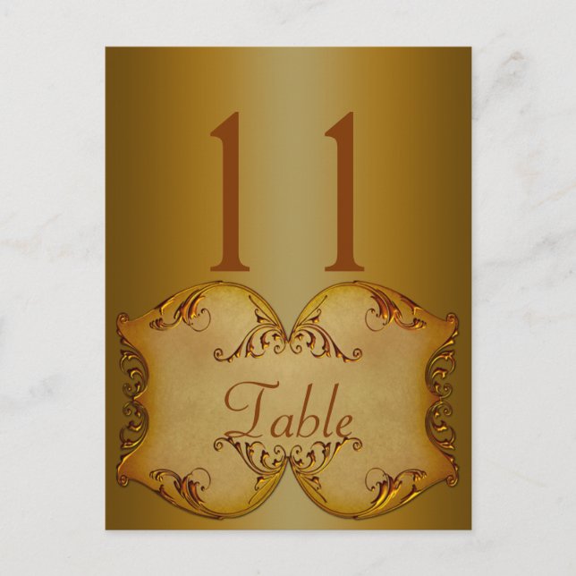 Two Sided Bronze Scrolls Table Number Postcard (Front)