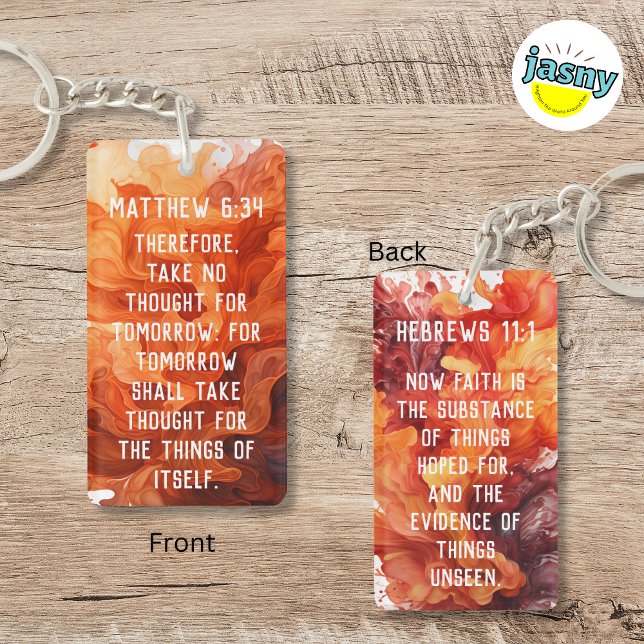 Two-Sided Christian Inspired Artful Orange Key Ring (Creator Uploaded)