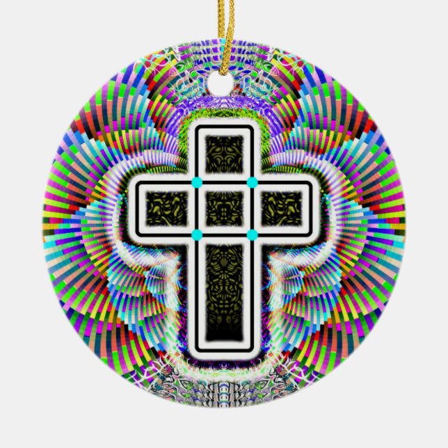 Two Sided Cross Ceramic Ornament (Front)
