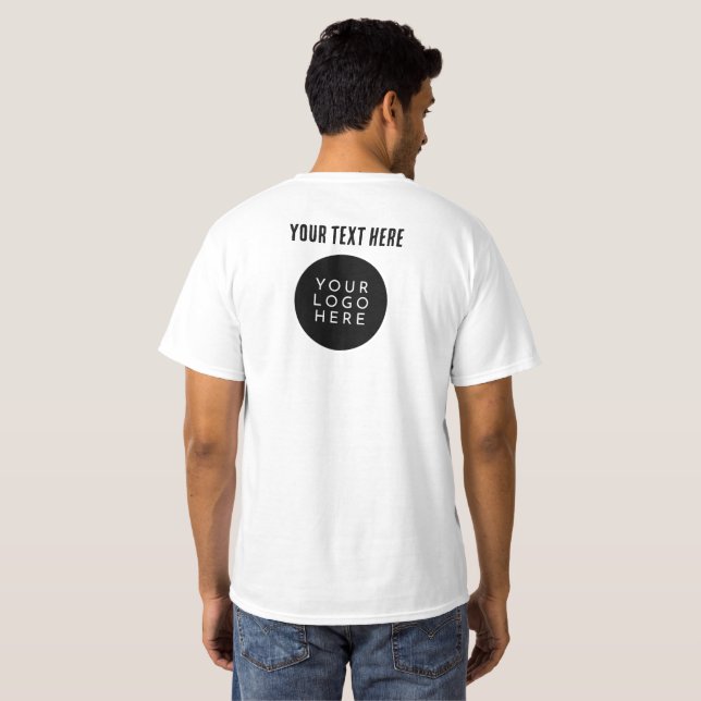 TWO SIDED | Custom LOGO & TEXT Company Staff T-Shirt (Back Full)