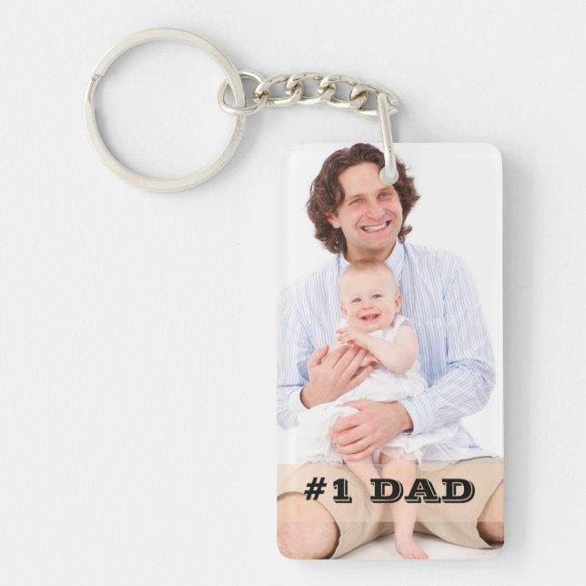Two Sided Custom Photo #1 Dad Father Gift Key Ring (Front)