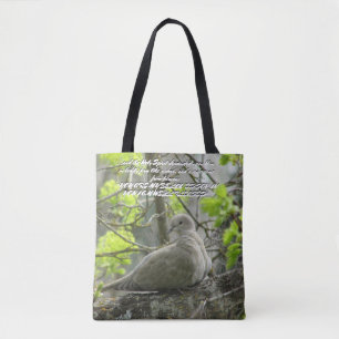 Two-sided Dove and Bible verse   Tote Bag
