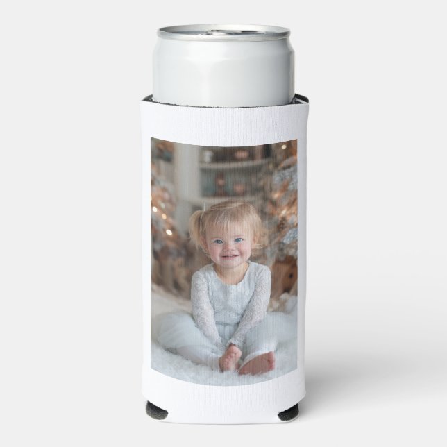 Two Sided Family Holiday Photos Seltzer Can Cooler (Seltzer Front)