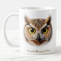Two-Sided Great Horned Owl Coffee Mug Design