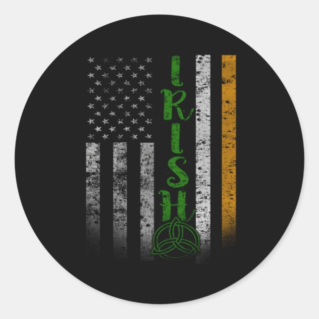 Two-Sided Irish American Flag Classic Round Sticker (Front)