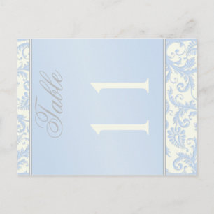 Two Sided Ivory and Blue Damask Table Number Postcard