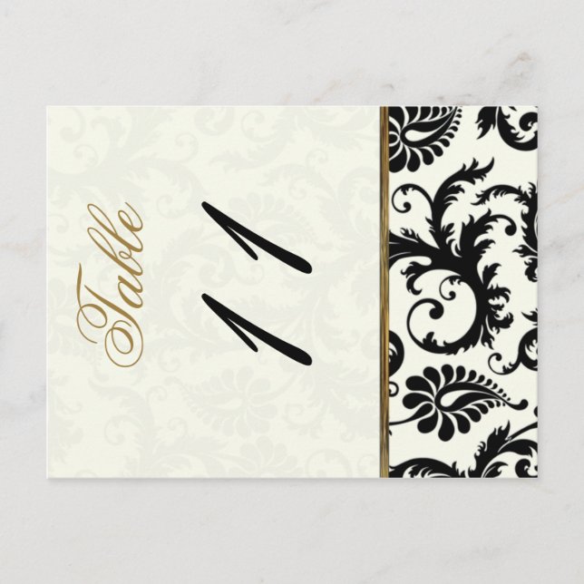 Two Sided Ivory, Gold, and Black Table Number Postcard (Front)