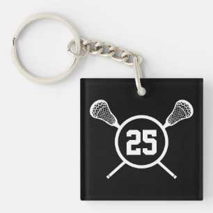 Two-sided Lacrosse Custom number keychain