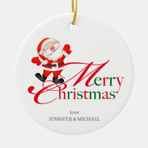 Two sided Merry Christmas Love Ceramic Ornament