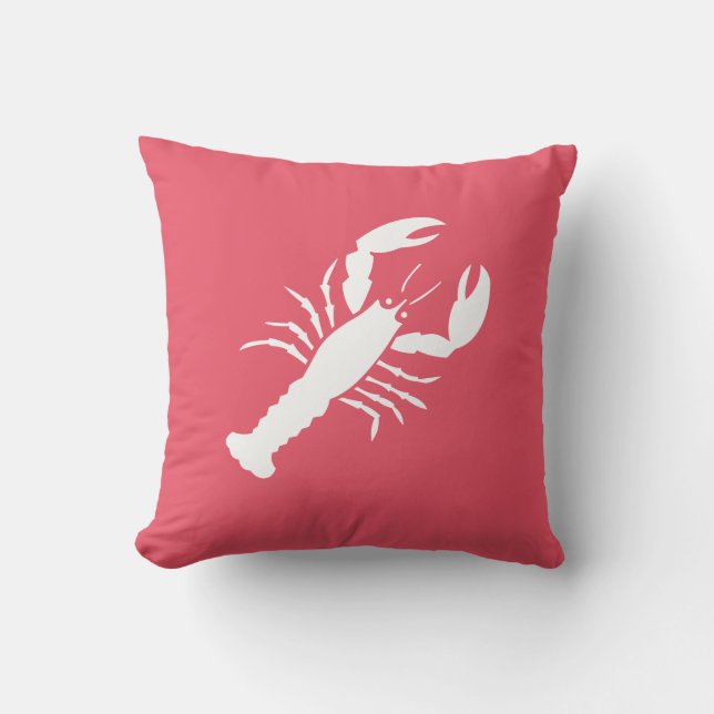 Two-Sided Nautical Pink Lobster Cushion (Front)