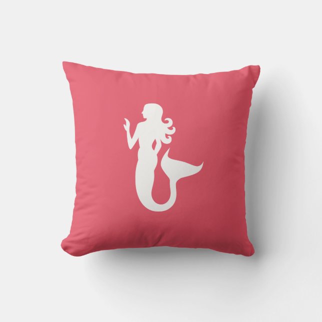 Two-Sided Nautical Pink Mermaid Cushion (Front)