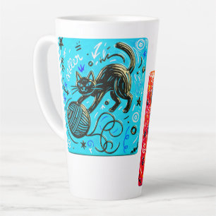 Two-Sided Neon Cat Latte Mug