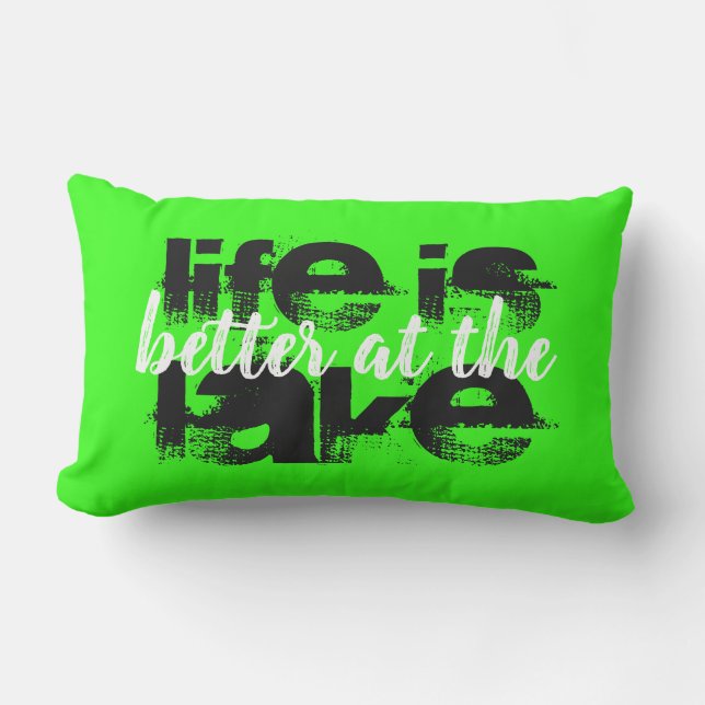 two-sided neon LIFE IS BETTER AT THE LAKE | Lumbar Cushion (Front)