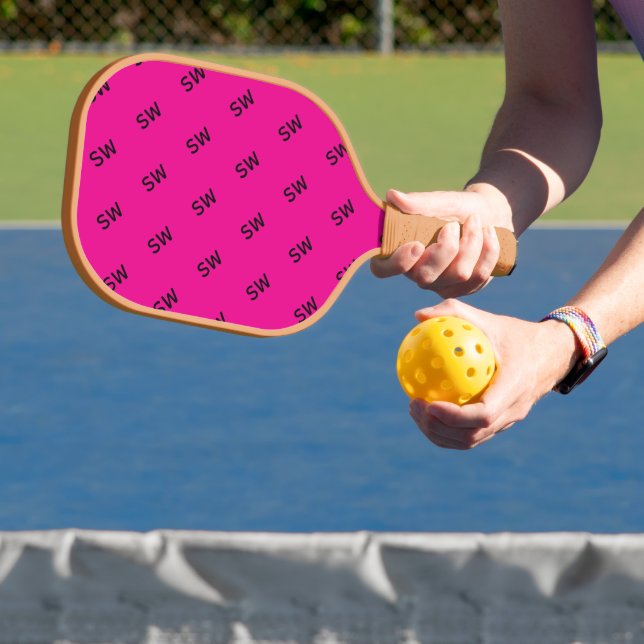 Two Sided Pink and Blue Simple Initials Design  Pickleball Paddle (Insitu)