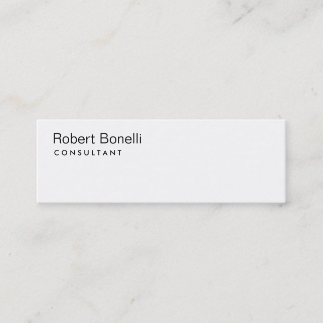 Two Sided Plain White Modern Consultant Slim  Mini Business Card (Front)