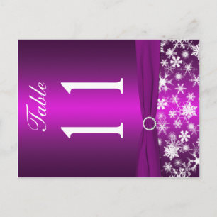 Two-sided Purple White Snowflakes Table Number Postcard