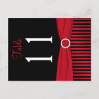 Two Sided Red and Black Striped Table Number