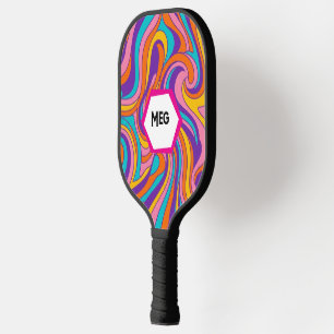 Two-Sided Retro Swirl Customised Name Pickleball Paddle